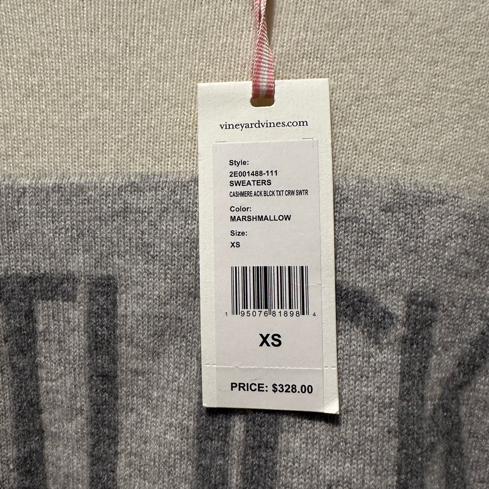 Vineyard Vines Womens White Nantucket Cashmere Crew Neck Sweater Top - Picture 2 of 3